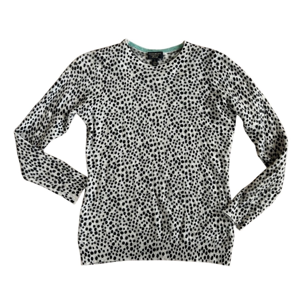 Charter Club Luxury 100% Cashmere Dalmatian Print Sweater Womens L polka dot